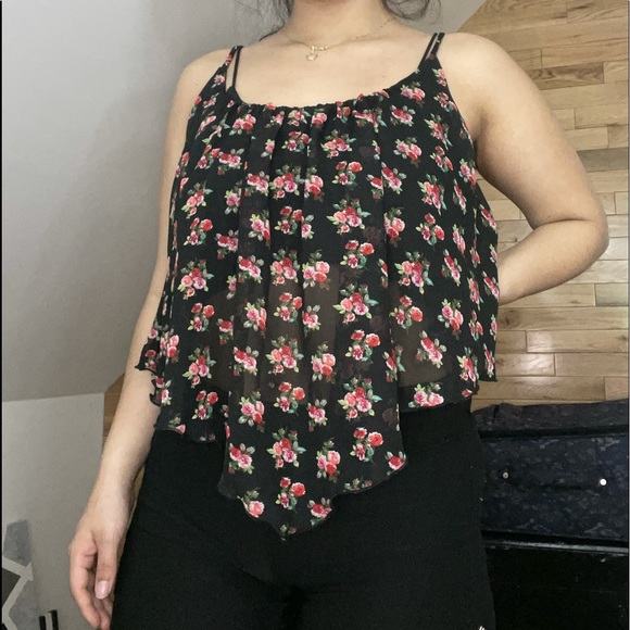 WDG, camisole , Black with flowers - Picture 2 of 2